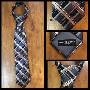 ✨3/$12✨ Men’s Pronto-Uomo Couture Grey & Brown Tie